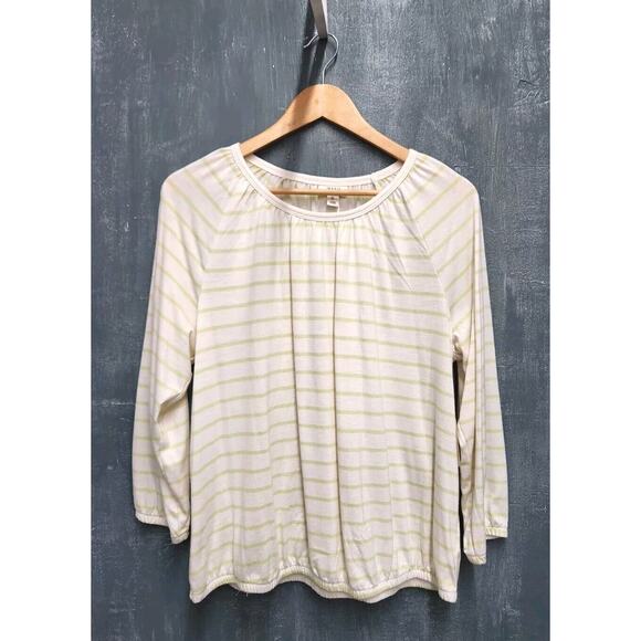 Ana A New Approach Knit Top Size Large XL Pear Striped Elastic Waist - Picture 1 of 11